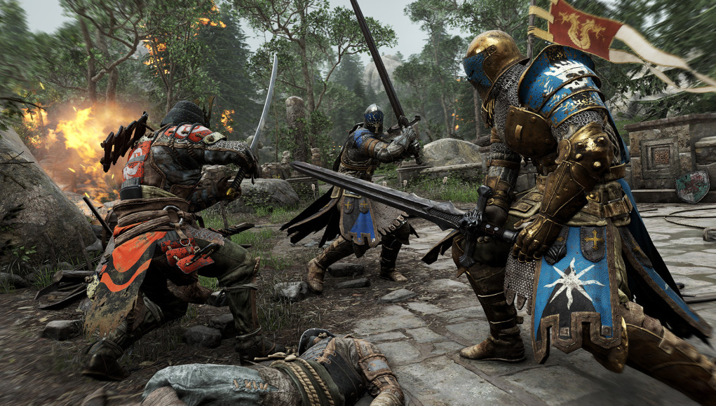 Bild från ett spel med riddare som slåss med svärd